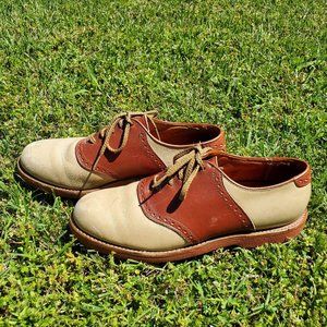 Vintage Brown Tan Saddle Shoes Leather Oxfords